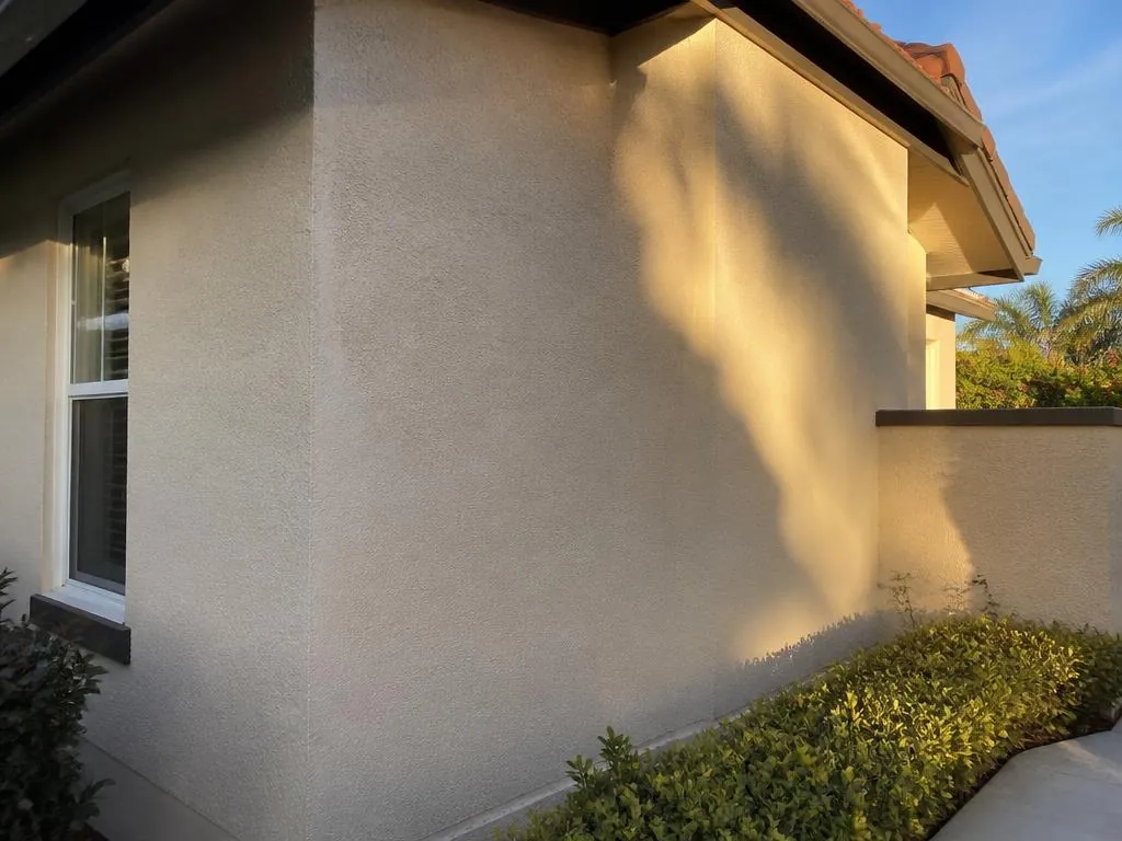 Exterior stucco wall repair on a home