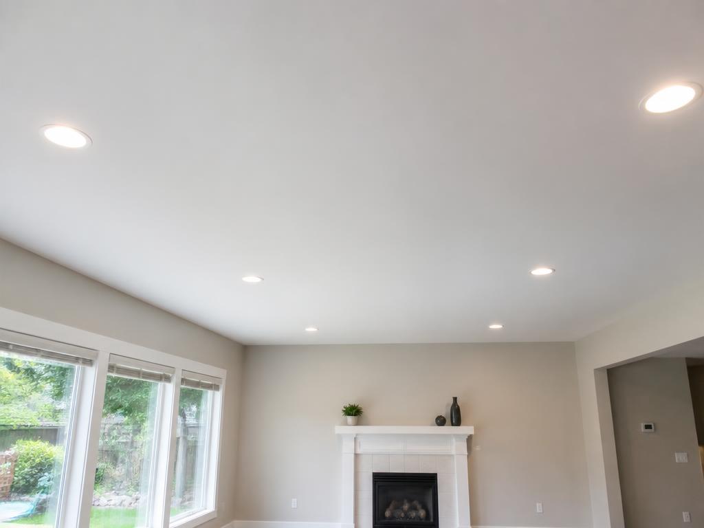 Smooth refinished ceiling after popcorn ceiling removal
