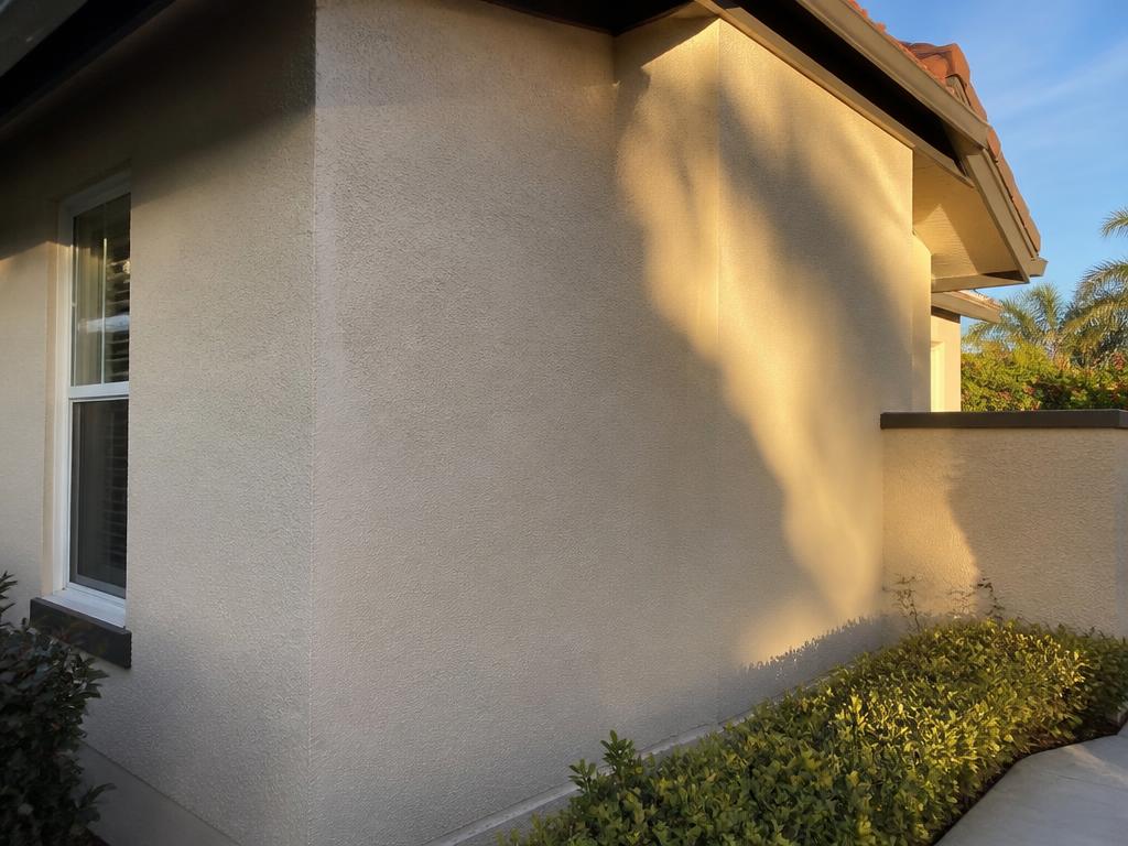 Color matched exterior stucco repair on a home