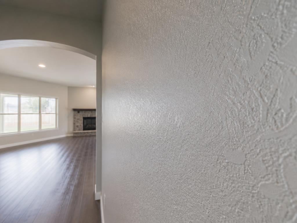 Knockdown wall texture in a finished home interior