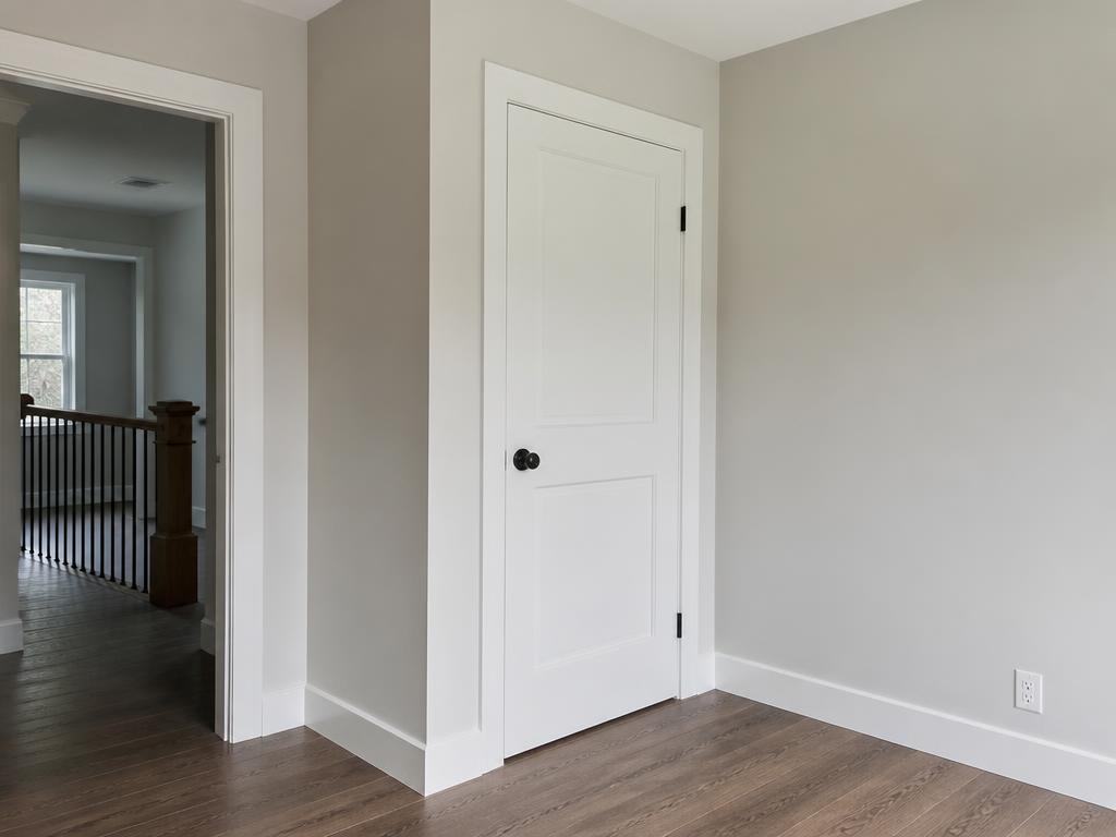 Finished interior door casing and baseboards